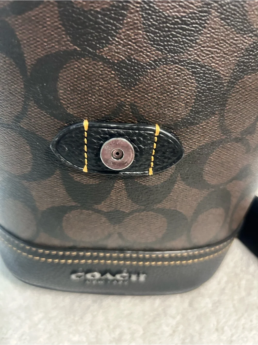 Coach Brown Signature Canvas Leather Trim Backpack / Sling Authentic